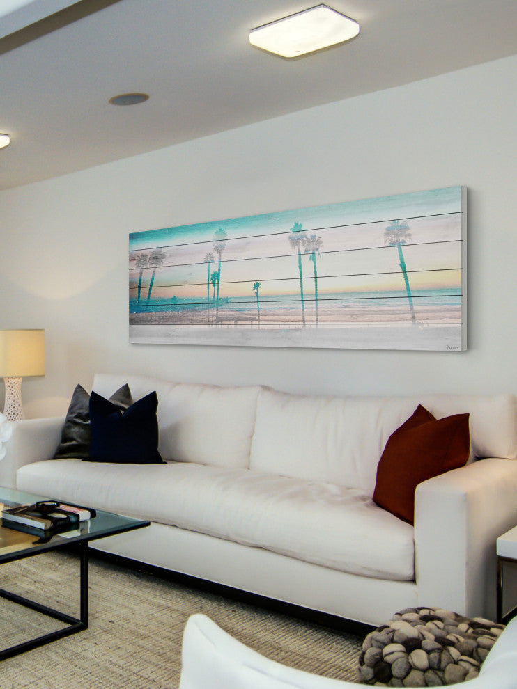 "Playa in the Dusk" Print on White Wood, 60"x20"