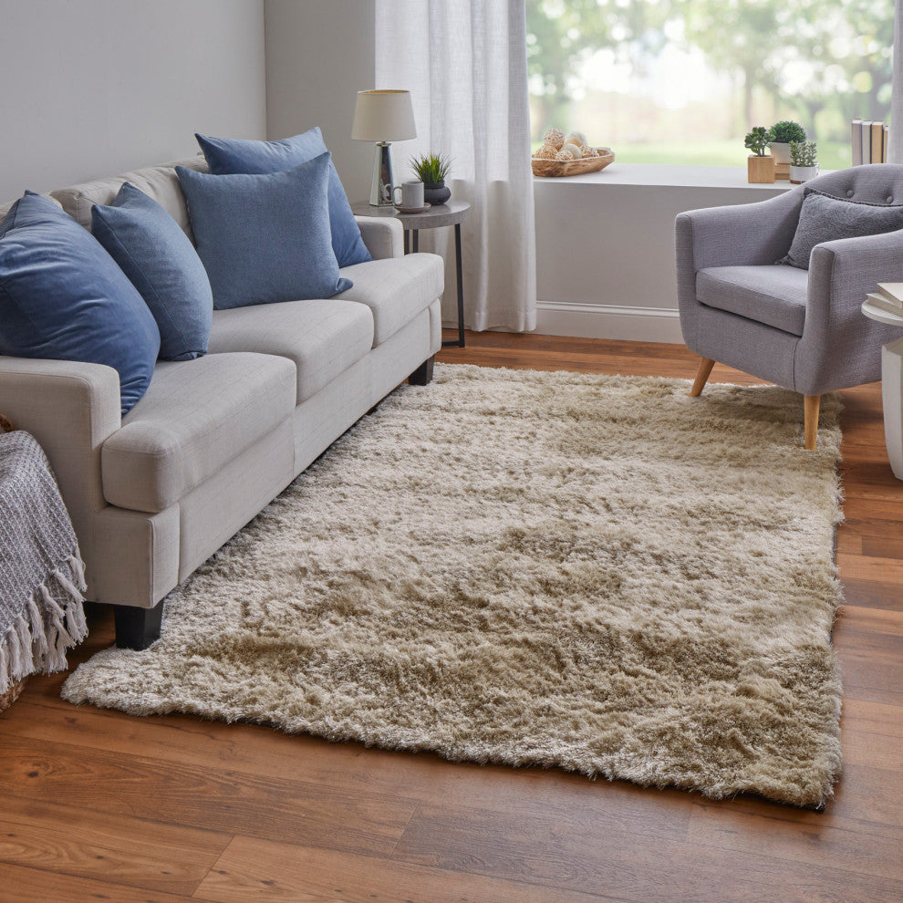 Weave & Wander Armada Plush Shag Rug, Cream, 3'6"x5'6"