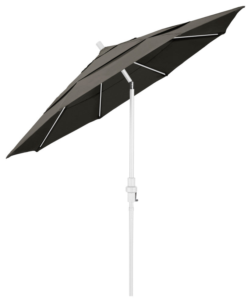 11' Matted White Collar Tilt Lift Fiberglass Rib Aluminum Umbrella, Pacifica, Taupe