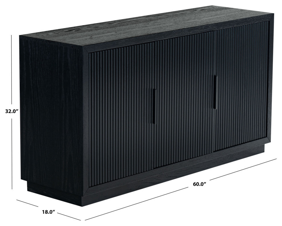 Safavieh Couture Shelbie 3 Door Reeded Sideboard, Black