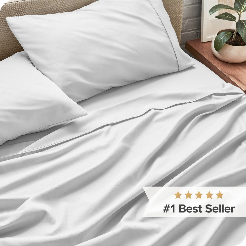 Bare Home 1800 Microfiber Sheet Set, White, Split King