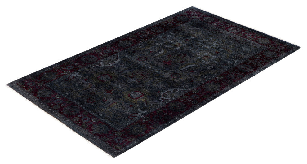 Overdyed One-of-a-Kind Hand-Knotted Area Rug Black, 3' 1" x 5' 3"