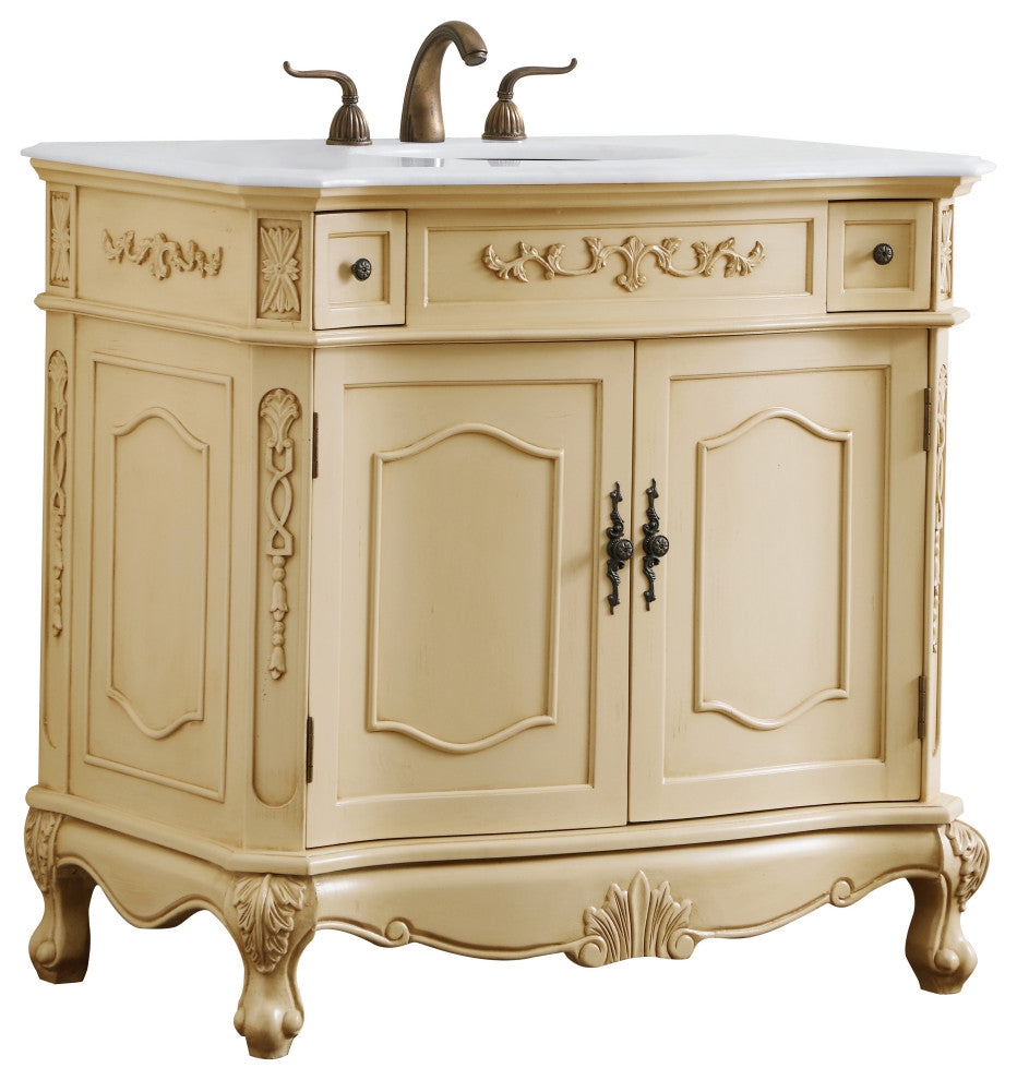 Bathroom Vanity, Light Antique Beige, 36", Single Sink