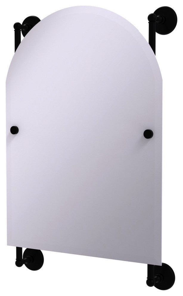 Monte Carlo Arched Top Frameless Rail Mounted Mirror, Matte Black