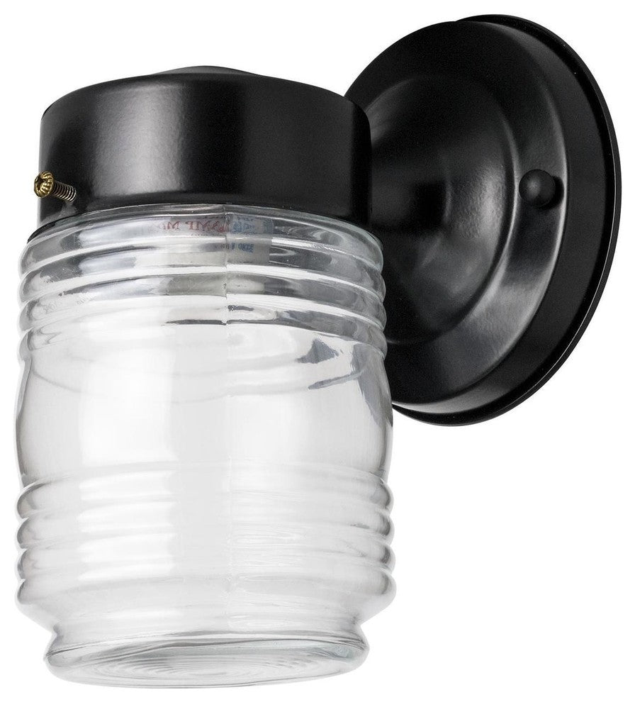 Wall Mount Jar Outdoor Fixture Black Clear Glass