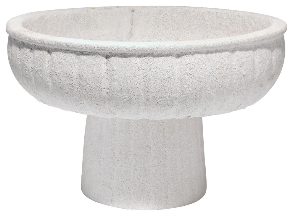 Aegean Pedestal Bowl, Rough Matte White Ceramic, Large