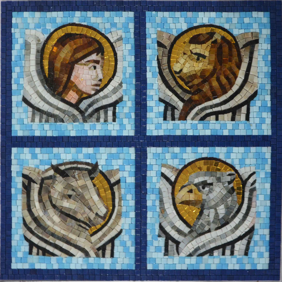 The Symbols of the Four Evangelists Religious Mosaic Art