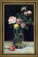 Edouard Manet Roses in a Glass Vase  Framed Premium Canvas Print, 18"x27"