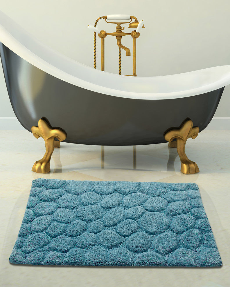 Bath Rug Cotton, GSF 200, Pattern Pebbles, Arctic Blue, 36"x24"