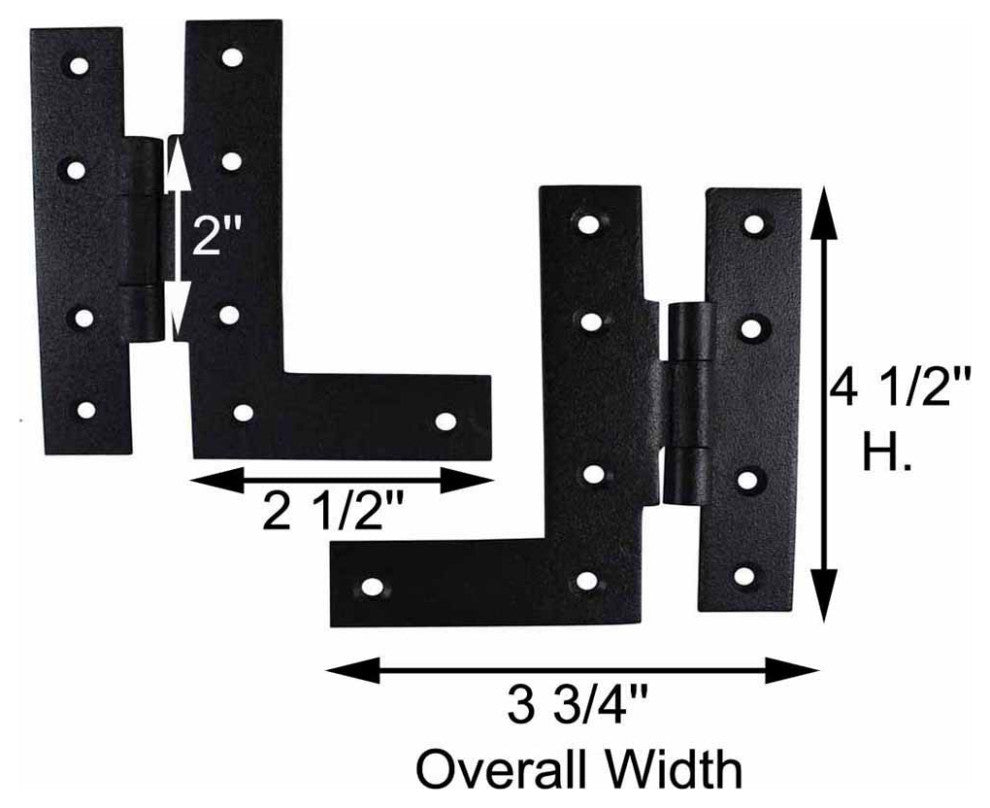 Pair Offset H-L Cabinet Hinge Wrought Iron 4 1/2" H Renovators Supply