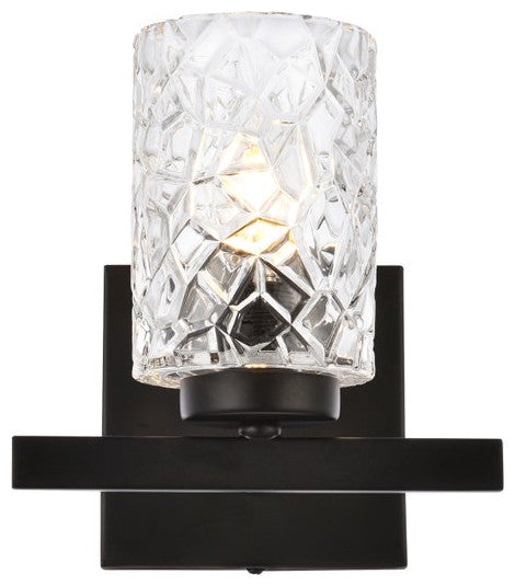Conor 1-Light Bath Sconce, Black With Clear Shade