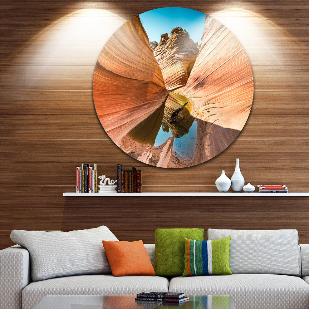 Water Inside Arizona Wave, Landscape Photo Round Wall Art, 36"