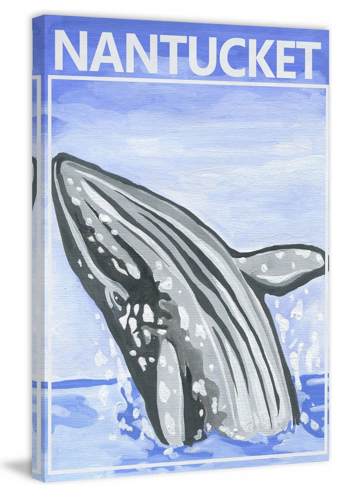"Jumping Whale" Painting Print on Wrapped Canvas, 40x60