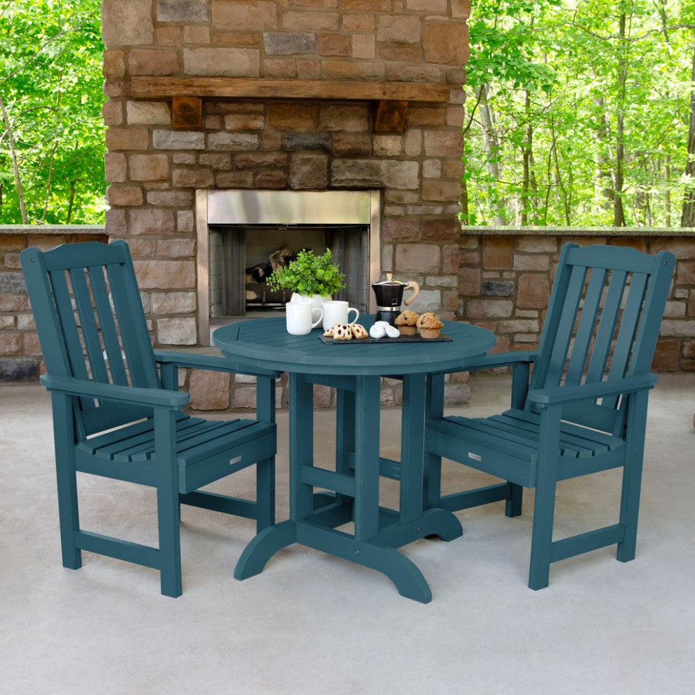 Lehigh 3-Piece Round Dining Set, Nantucket Blue