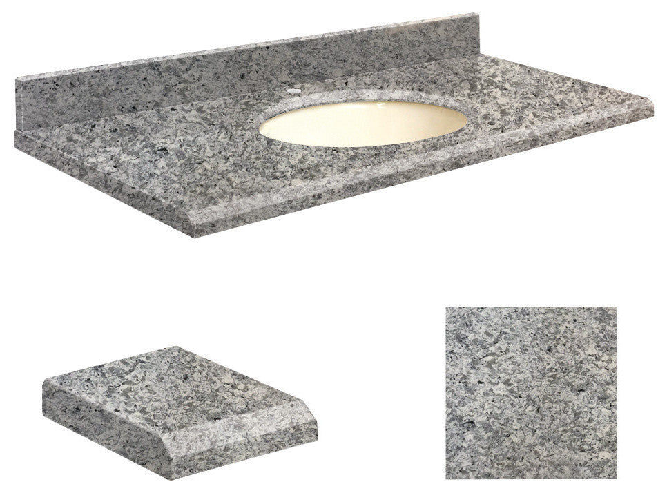 Quartz 43"x22" Vanity Top, Single Faucet Hole, Overture, Biscuit Bowl