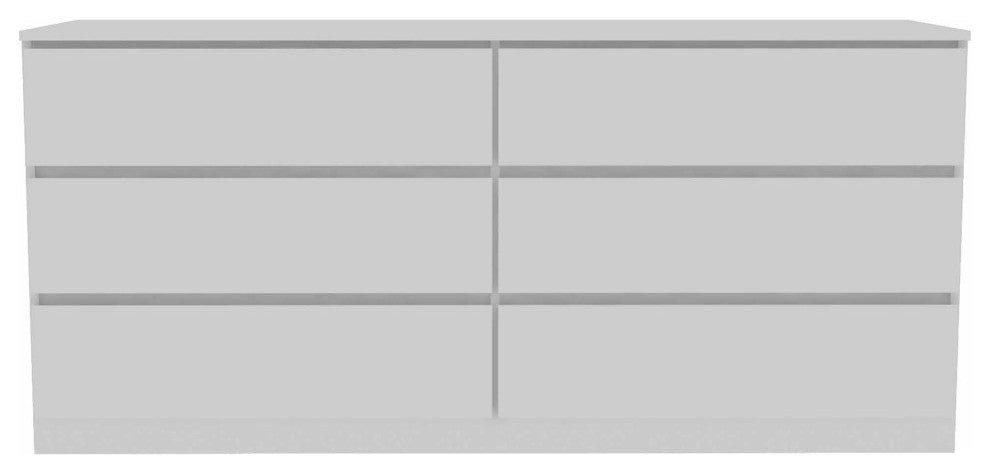 FM FURNITURE Seul Modern Minimal Six Drawer Double Dresser with Superior Top