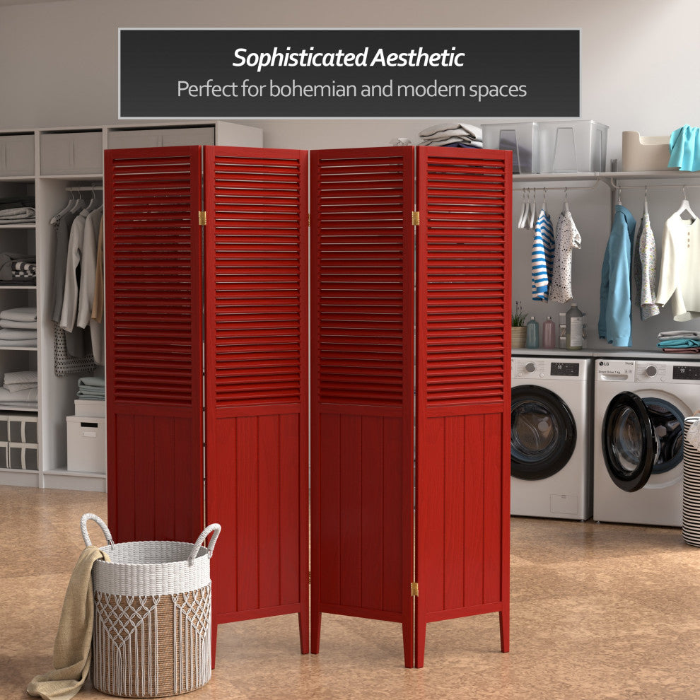 6' Tall Beadboard Divider, Rosewood, 4 Panels