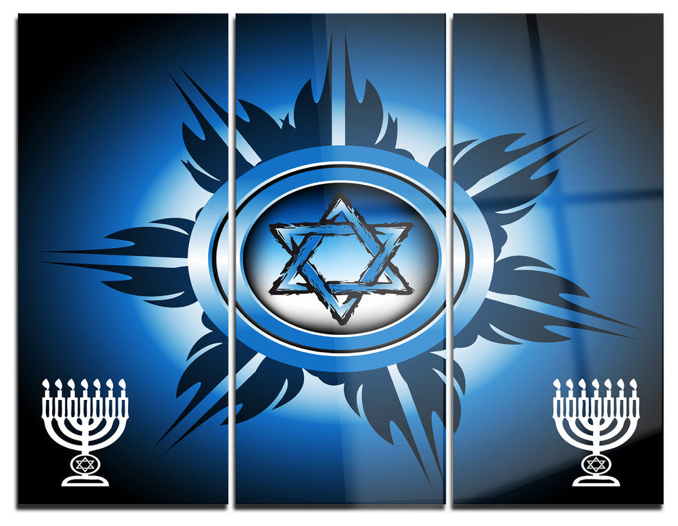 "Jewish Symbols" Digital Metal Wall Art, 3 Panels, 36"x28"