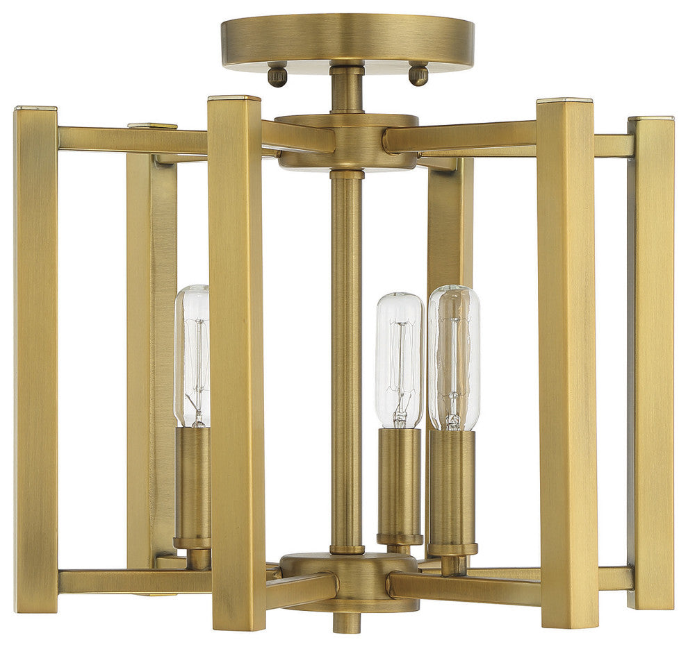 Benson 3-Light Warm Brass Semi-Flush
