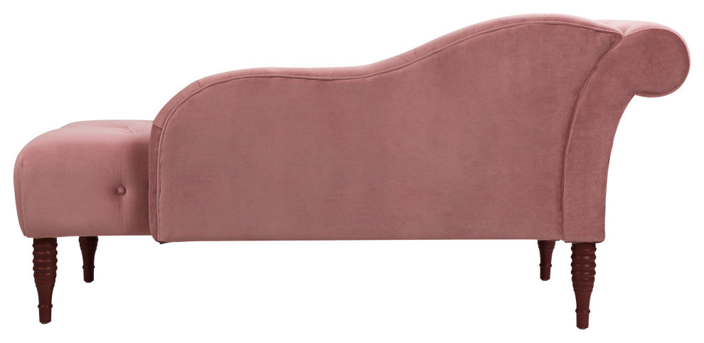 Samuel 66" Tufted Chaise Lounge, Right-Arm Facing, Dusty Pink Velvet