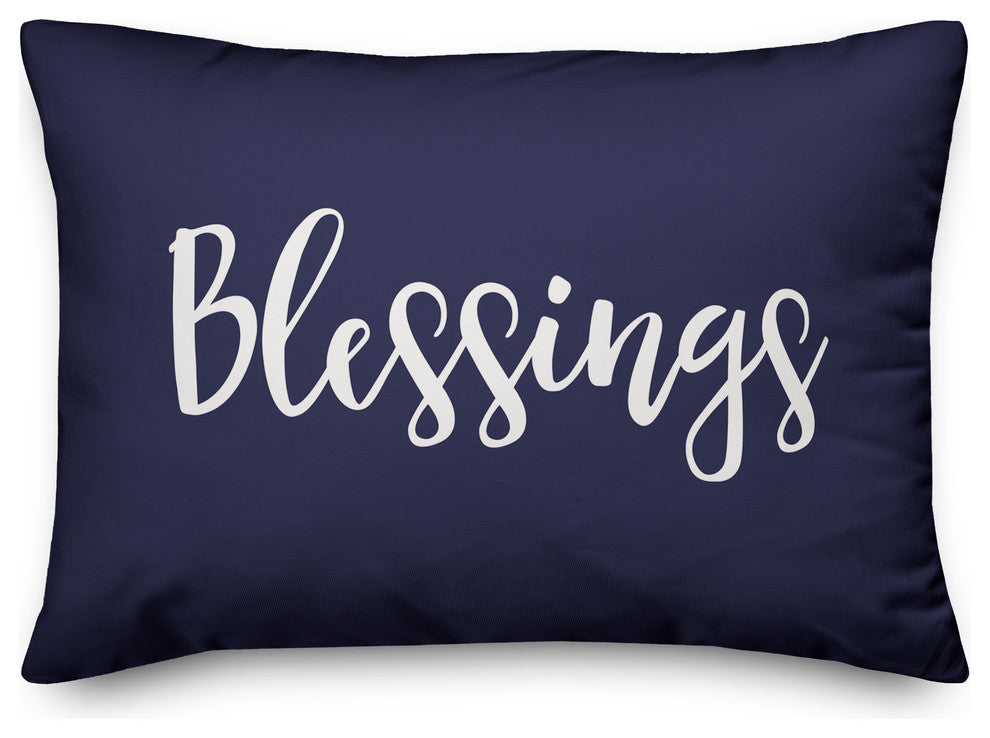 Blessings Lumbar Pillow, Navy, 14"x20"