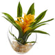 8" Tropical Bromeliad, Angled Vase Artificial Arrangement, Yellow