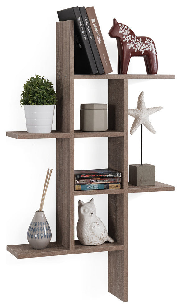 Danya B. Cantilever Cubby Wall Shelf "“ Horizontal or Vertical, Weathered Oak