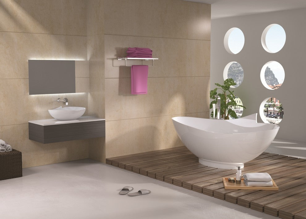 ADM Circular Freestanding Bathtub, Glossy White, 70.9"