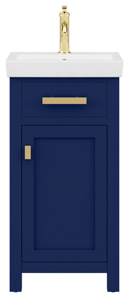 Mia 18 In. Integrated Ceramic Sink Top Vanity in Monarch Blue with Faucet