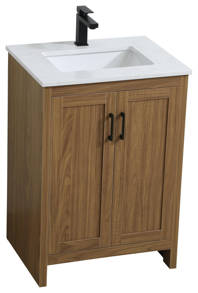 Home Living 24" Single Bathroom Vanity, Walnut Brown