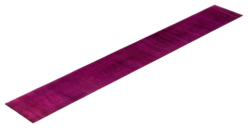 Overdyed One-of-a-Kind Hand-Knotted Area Rug Purple, 2' 7" x 19' 3"