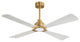 56" 4-Blade Solid Wood Ceiling Fan With LED Light and Remote Control, Gold/White