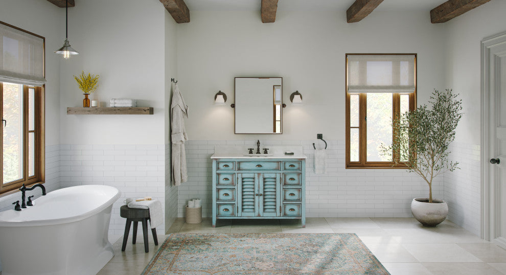 The Aurora Bathroom Vanity, Blue, 47", Single Sink, Freestanding