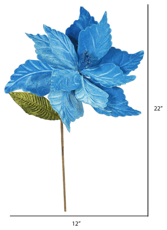 Vickerman 22" Poinsettia, Turquoise