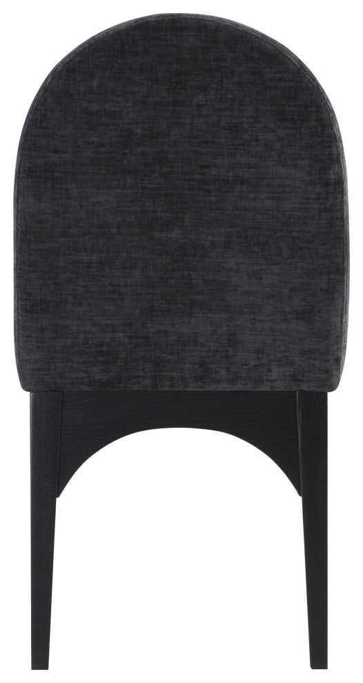 Waldorf Chenille Upholstered Dining Chair, Black, Chenille, Natural Finish, Black, Side Chair, Chenille Fabric, Black Finish