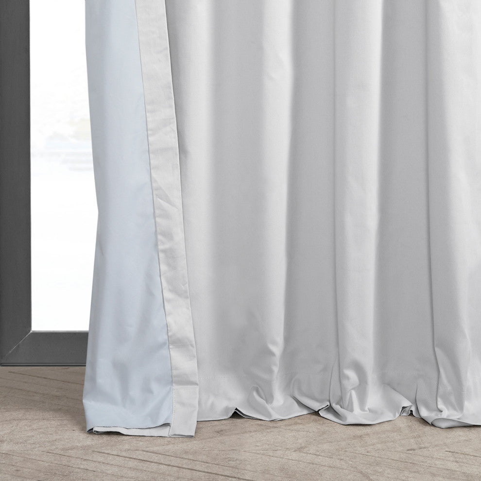 Solid Cotton Blackout Curtain Single Panel, White, 50"x96"