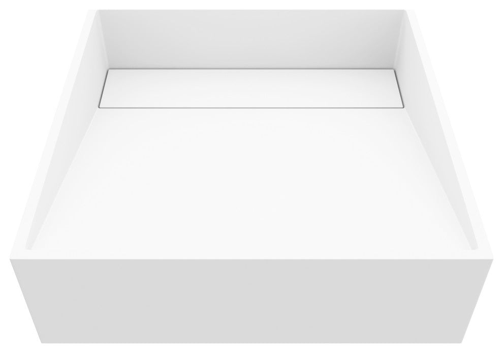 VIGO Starr 15"L x 15"W x 5"H Matte Stone Square Bathroom Vessel Sink