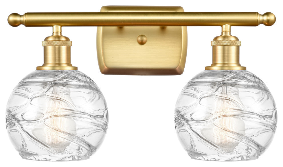 Deco Swirl Bath Vanity Light, Satin Gold, Clear Deco Swirl