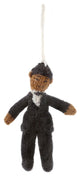 Black/Brown Groom Hand Knit Wedding Ornament. Bridal Shower Gift