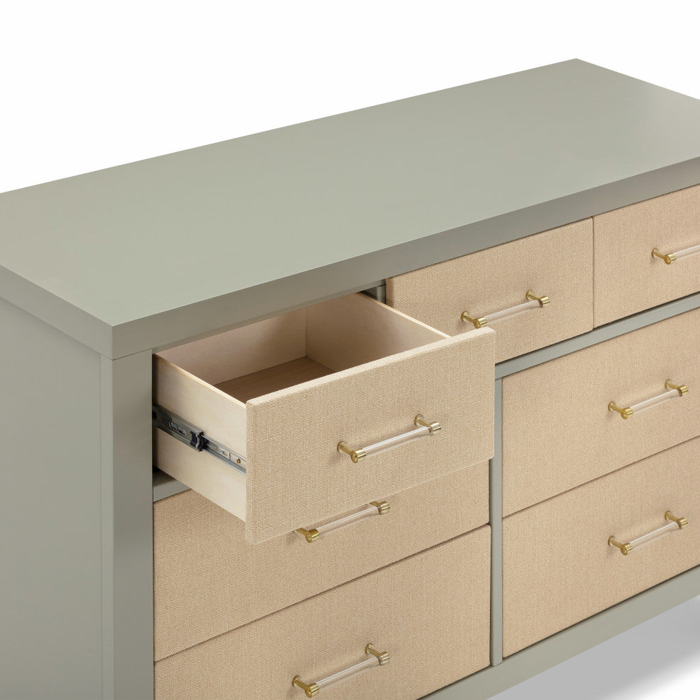 Eloise 7-Drawer Assembled Dresser, French Sage and Performance Sand Eco-Weave