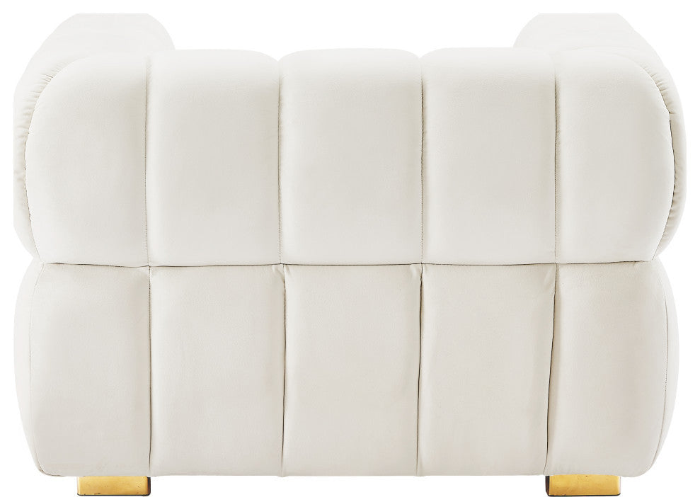 Gwen Velvet Upholstered Chair, Cream, Chair