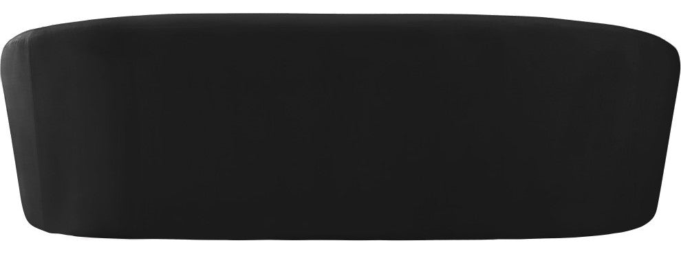 Riley Velvet Upholstered Rounded Sofa, Black