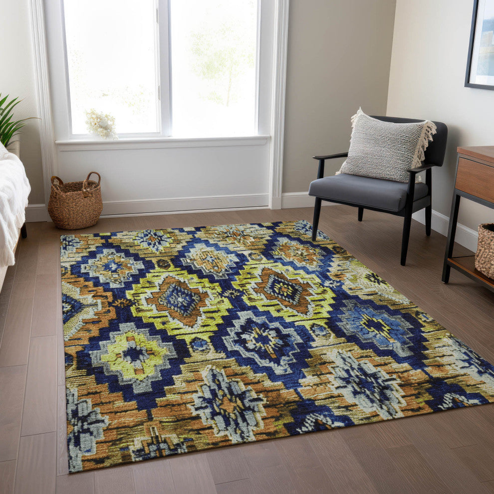 Machine Washable Indoor/Outdoor Chantille ACN1891 Navy 2'6" x 3'10" Rug
