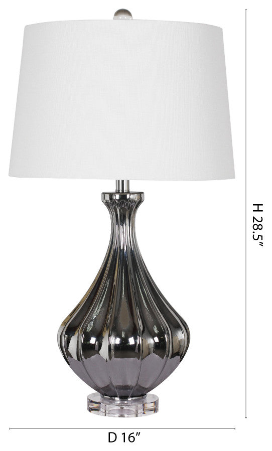 Chrome Glass Table Lamp With White Shade