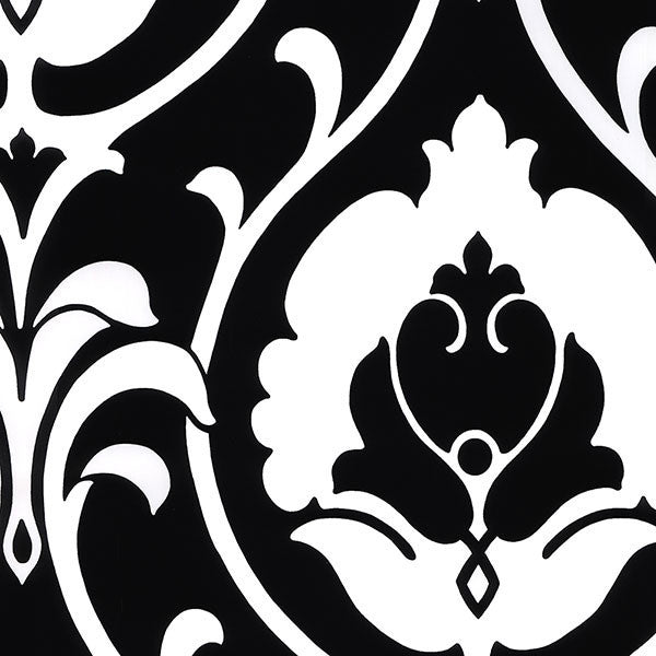 Modern Damask Wallpaper, Black and White, Set of 5 Bolts