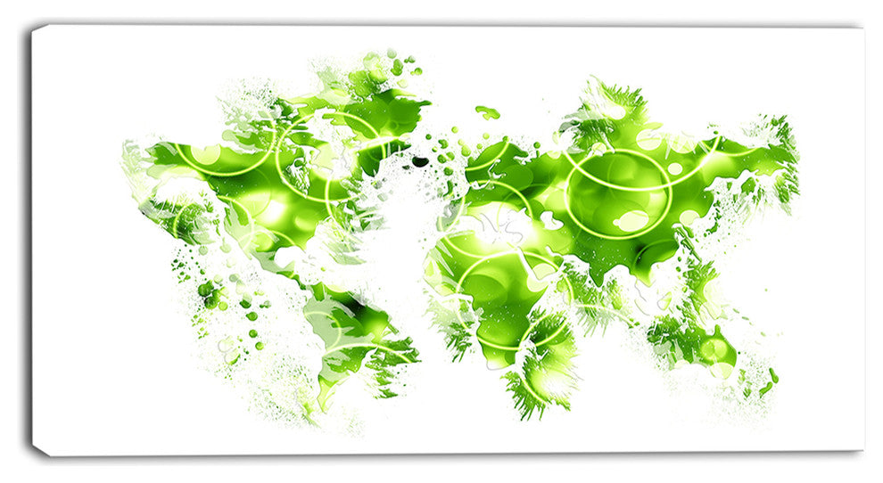 "Green Bubble Map" Canvas Painting