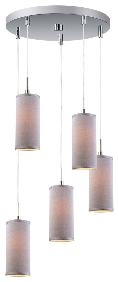 Stevens Multi-Light Pendant Cluster, Satin Nickel, Gray