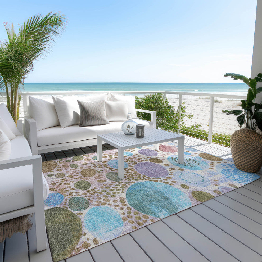 Machine Washable Indoor/Outdoor Chantille ACN1895 Khaki 3' x 5' Rug