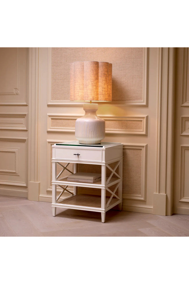 White 1-Drawer Side Table, Eichholtz Bahamas