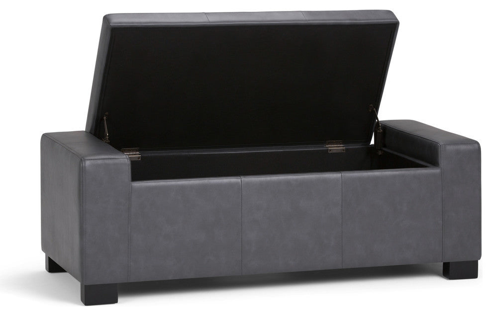 Laredo 51" Contemporary Storage Ottoman, Stone Gray